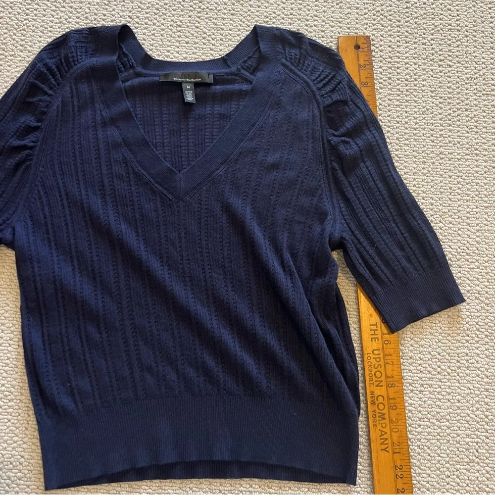 White House Black Market Deep Blue V-Neck Sweater - Medium